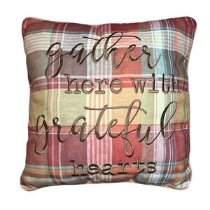 Fall Decorative Throw Pillow 18x18 Plaid Rustic Orange Autumn for Sofa Bed Couch